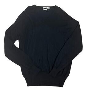 Women's Size XL Peter Millar 100% Ultrafine Merino Wool V Neck Black Sweater